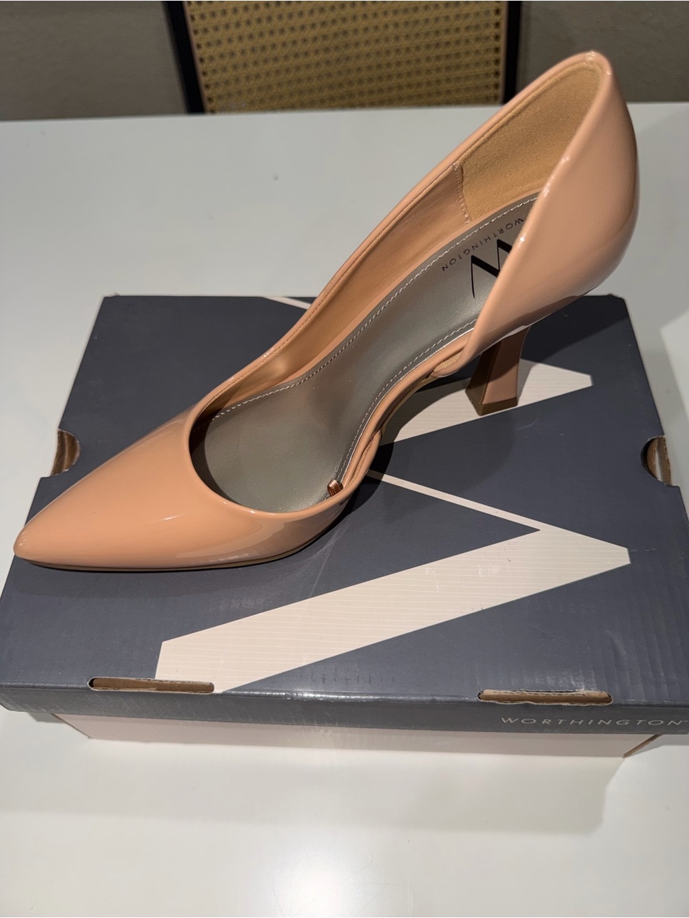 Worthington Nude Patent Pointed-Toe Pump